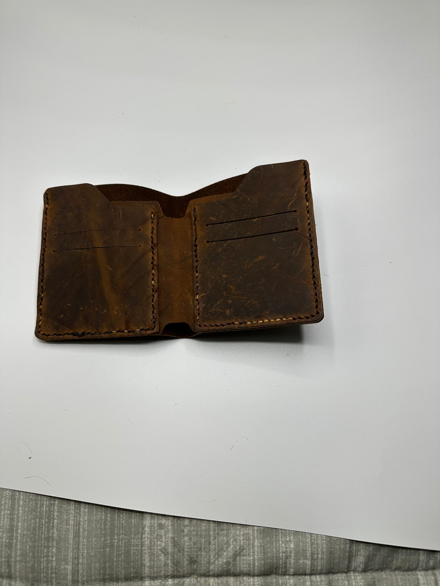Top grain leather bifold wallet