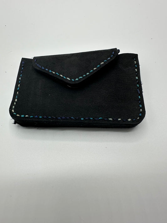 Black matte leather triquerta wallet