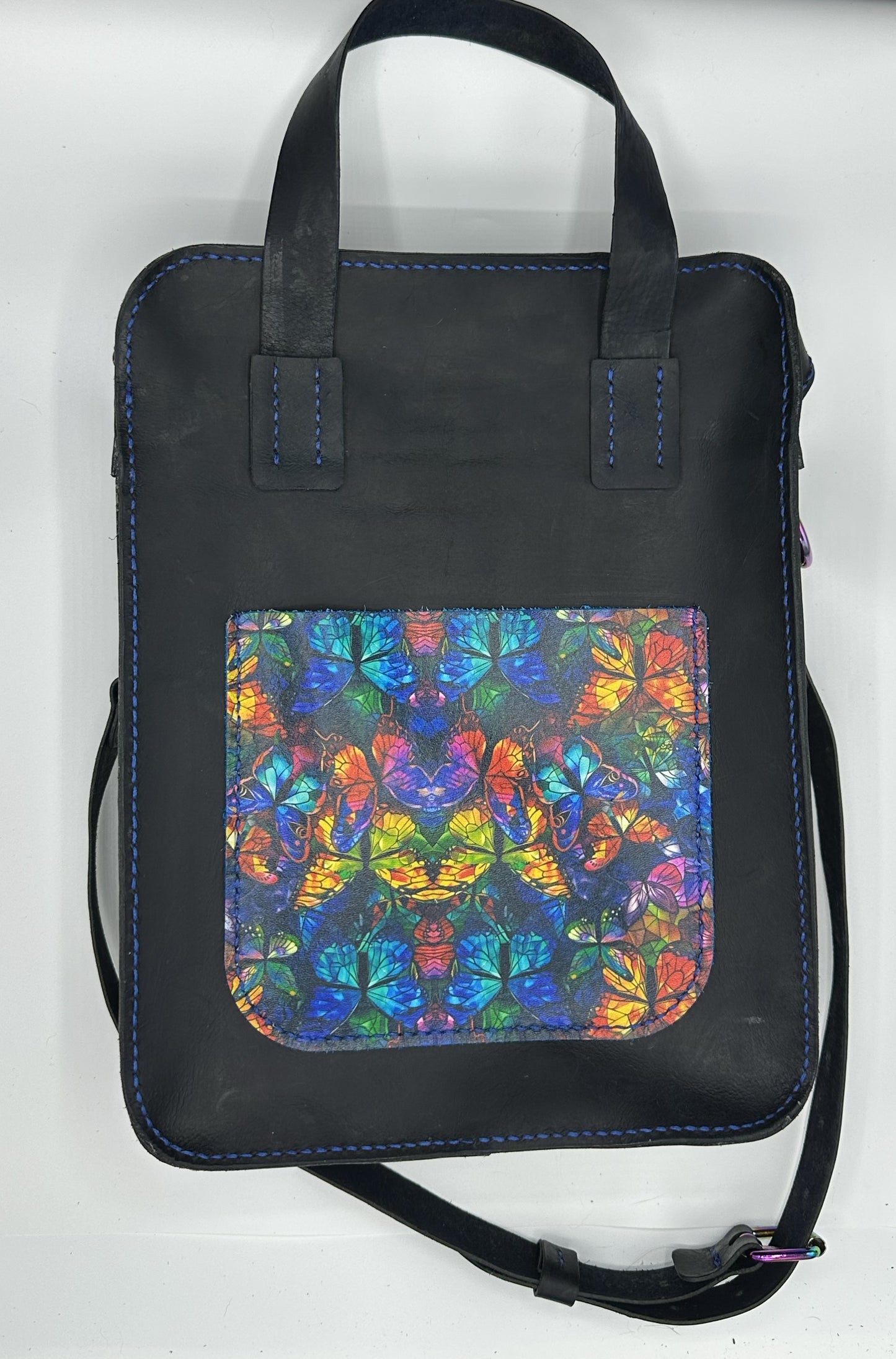 Blue butterfly bag