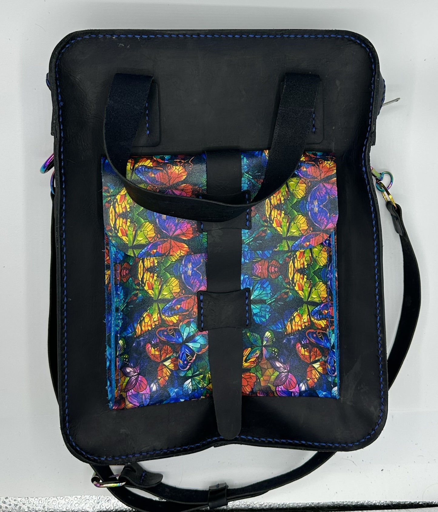 Blue butterfly bag