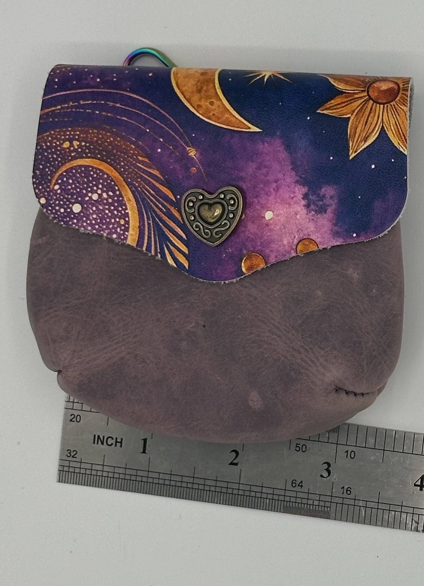 Purple coin purse with key chain