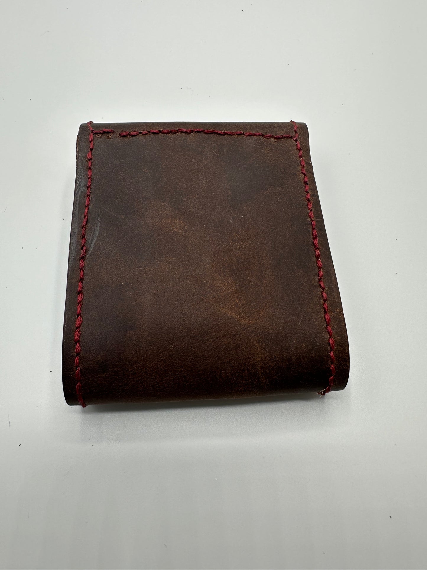Handmade leather wallet with flower hardware