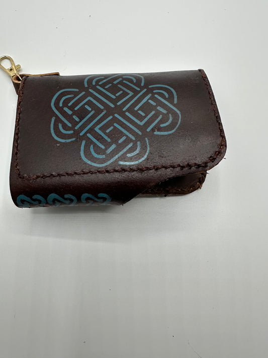 Hand painted top grain brown leather wallet.