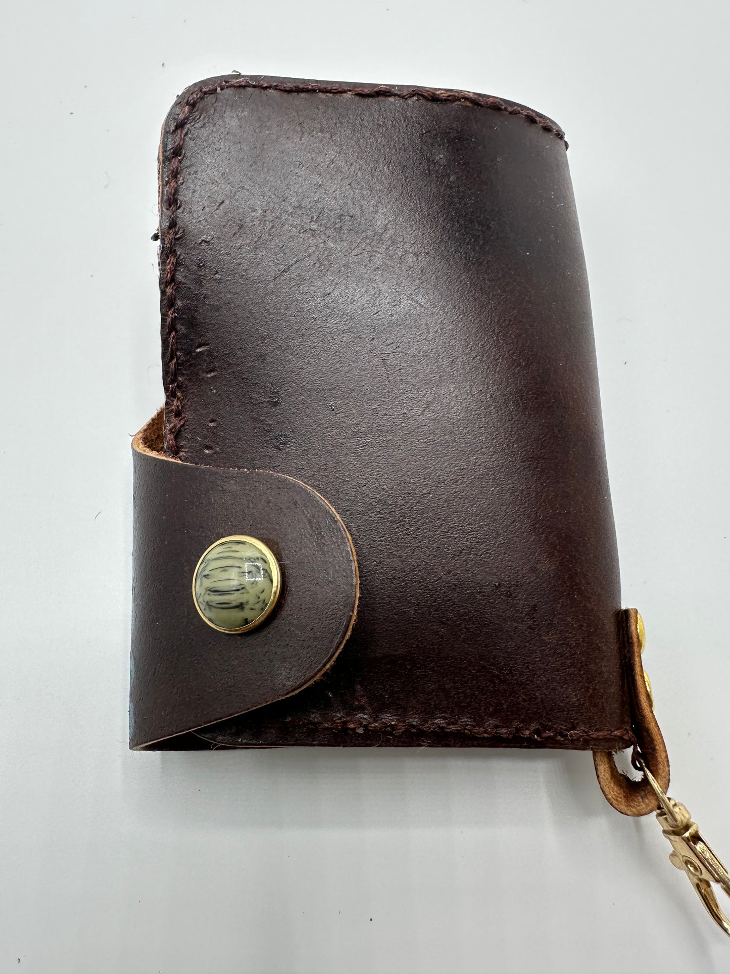 Hand painted top grain brown leather wallet.