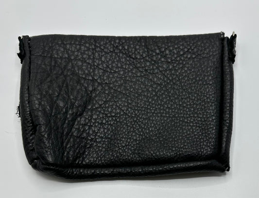 Black leather purse butterfly closure