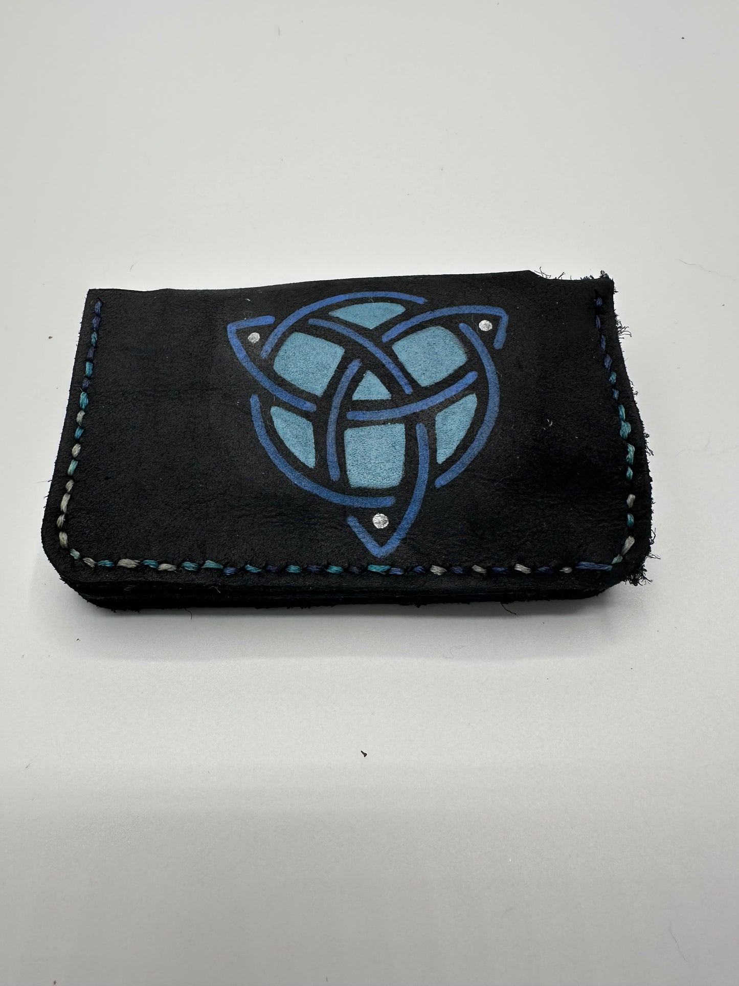 Black matte leather triquerta wallet