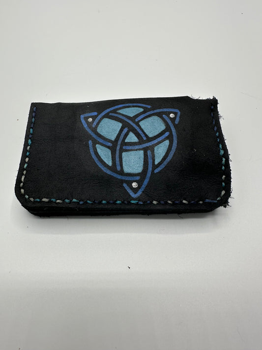 Black matte leather triquerta wallet